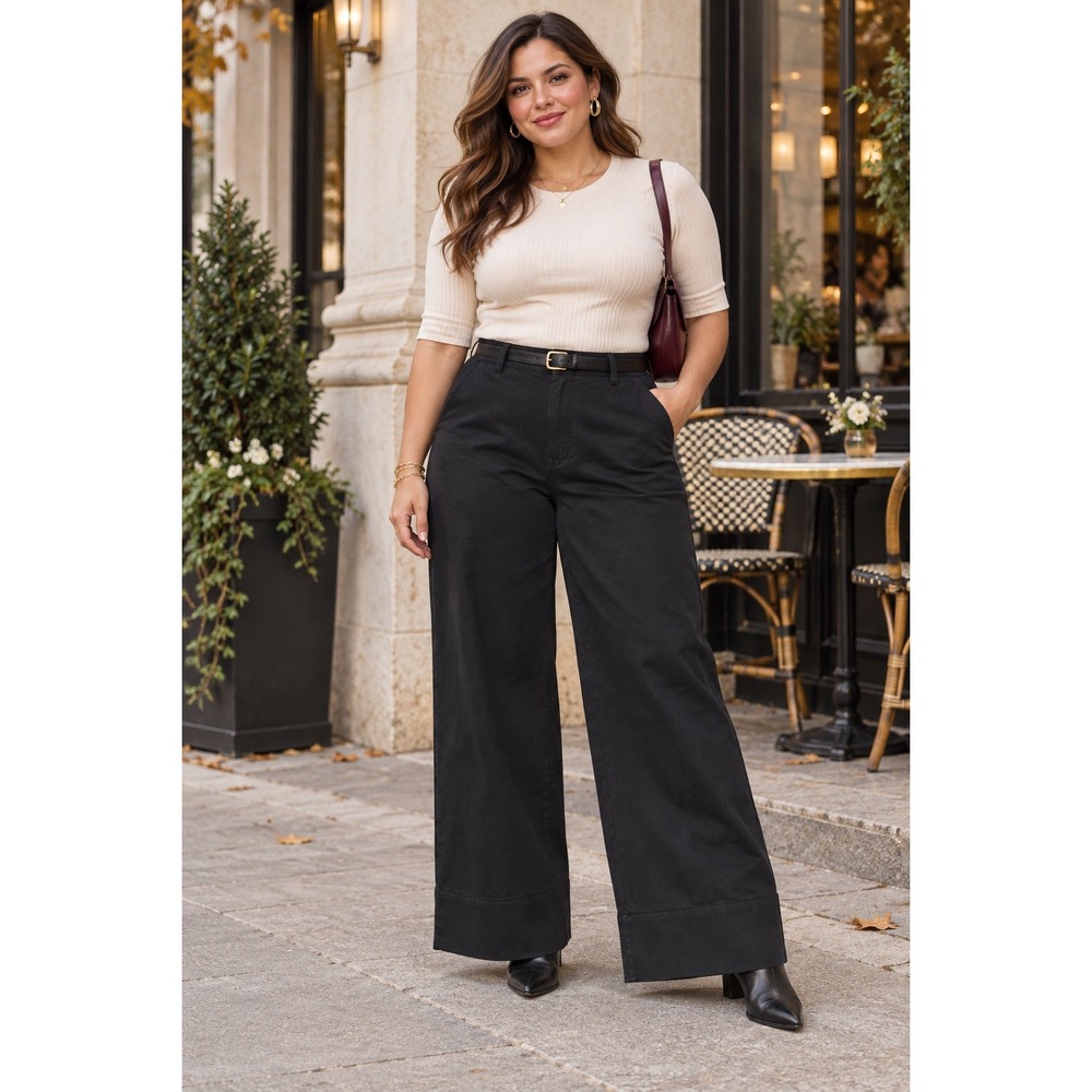 NWT SPANX SuperSmooth Stretch Black Wide Leg Pant Work Office Minimalist Sz XL